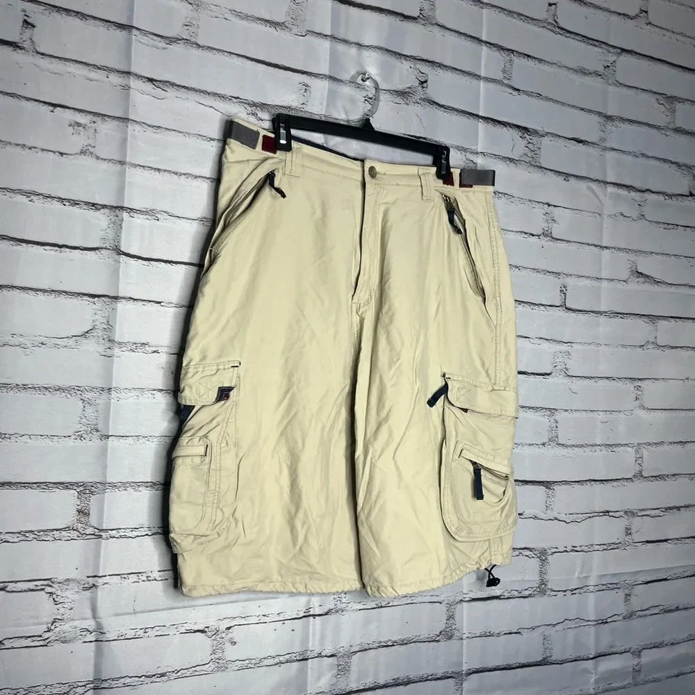 Vintage Transnine 2004 Casual Cream Cargo Short Lightweight SZ 36 Utility Pocket